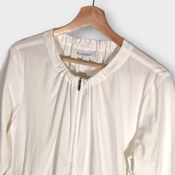J Jill Pure Jill Fit Lightweight Performance Jacket White Zip Pockets Drawstring - Picture 4 of 9